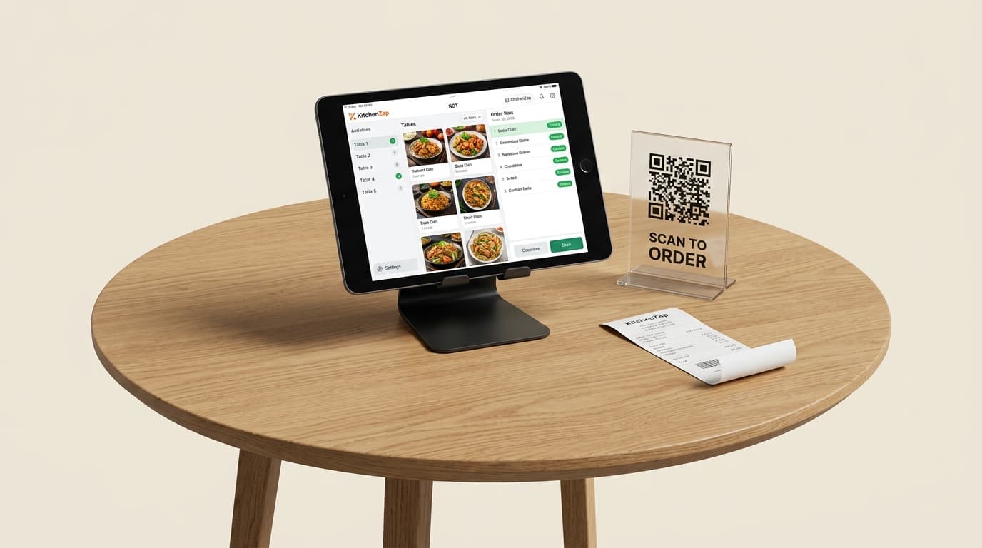 KitchenZap Restaurant Platform - Tablet POS, Table QR Standee and Thermal Receipt